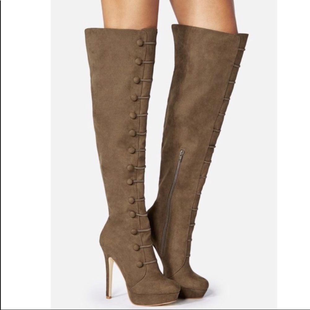 Must Have Gorgeous Olive Green Over the Knee Boots